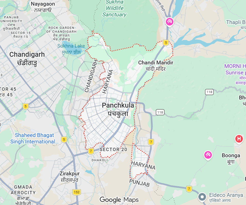 york city location map panchkula